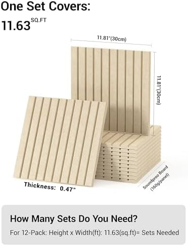 12 Pack Self-Adhesive Acoustic Wall Panels-Deep Camel - Image 3