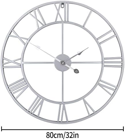 1st owned Large Wall Clock Metal Retro Roman Numeral Clock, Modern Round Wall - Image 2