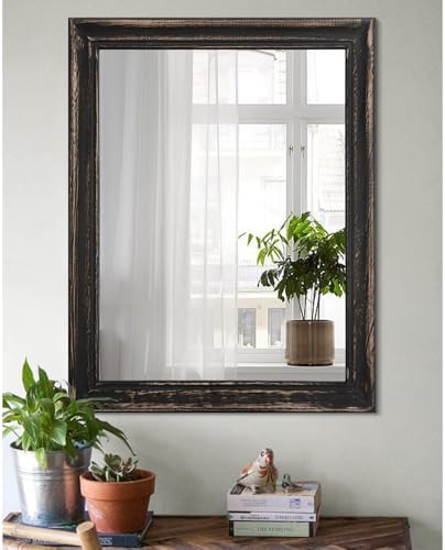 Large Mirrors for Wall with Wood Frame Rectanglular Wall Hanging Mirror 20"x16" - Image 2