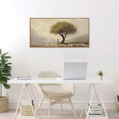 HLNIUC Jesus Sitting Under Olive Tree Canvas Wall Art, Religious Christian - Image 3