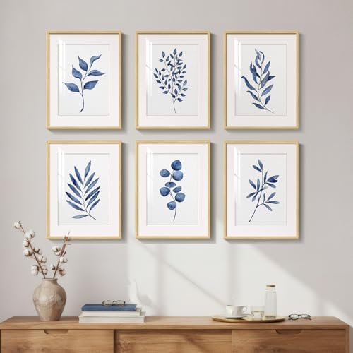 Framed Minimalist Blue Botanical Wall Art by Cuspin