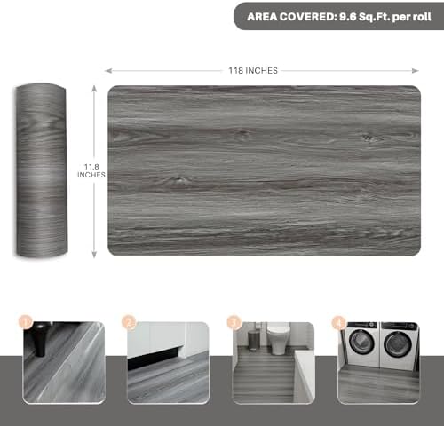 Woodgrain Vinyl Floor Roll, 11.8" x 118", Quick‑Apply Peel & Stick - Image 5