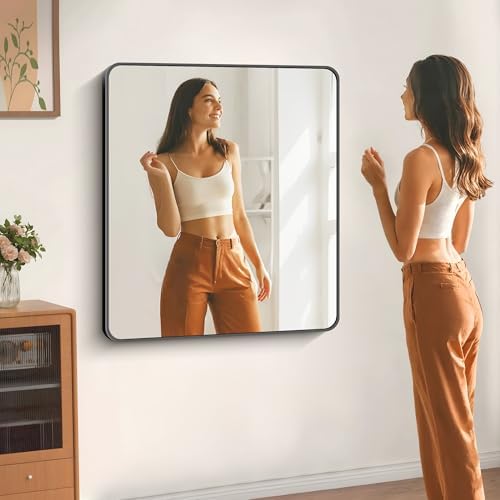 DESBING 40" x 36"Bathroom Mirror, Matte Black Wall Mirror - Image 3