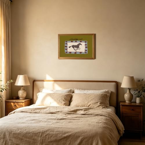 Framed Western Cowboy Wall Art Horse Giddyup canvas Print Decor - Image 2