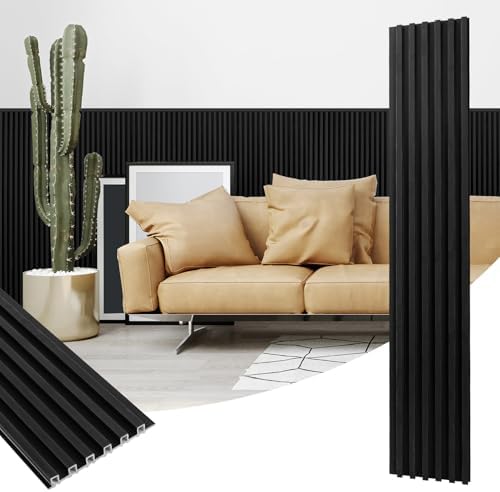 Art3dwallpanels 16 Pack Wood Slat Wall Panels 51×6.7" Black by Art3dwallpanels