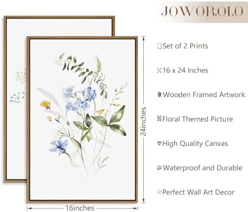 Watercolor Floral Wall Art Blue Yellow Flower Canvas Prints - Image 2