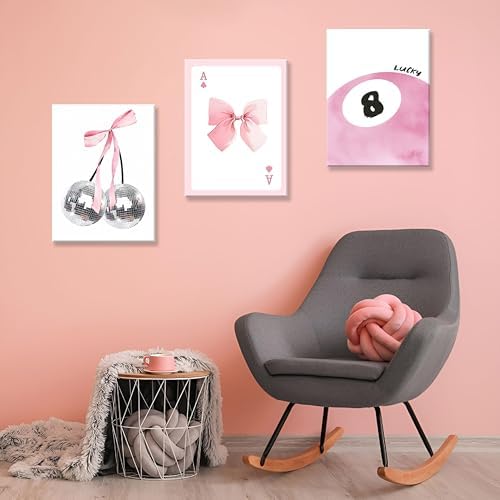Framed Pink Canvas Wall Decor Set of 3, Girls Preppy Room Decor Picture - Image 6