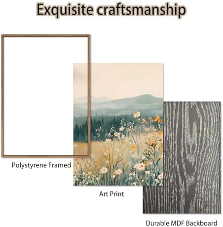 KISSFOX 3 Piece Framed Wildflower Wall Art Floral Wall Decor Landscape Flower - Image 5