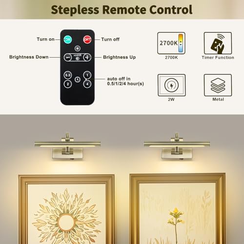 DESOOP Wireless Picture Lights Rechargeable Gallery Lighting Battery Picture - Image 4