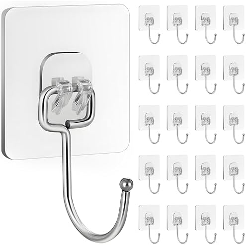 20 Pack Large Sticky Hooks for Hanging Heavy Duty, Wall Hooks Adhesive by Unknown