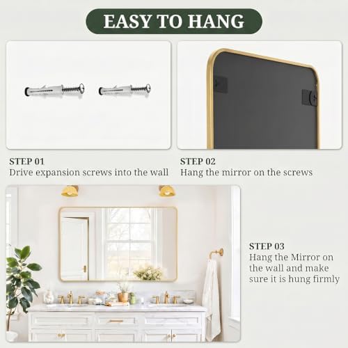 Bathroom Mirror for Wall, 48x30 Inch HD Tempered Glass Vanity Mirror - Image 7