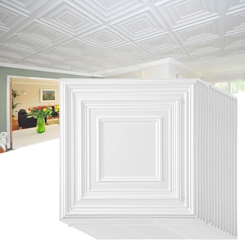 Nuanchu 90 Pcs Drop Ceiling Tiles 12x12 Inch, Glue up PVC Wall Panels by Nuanchu