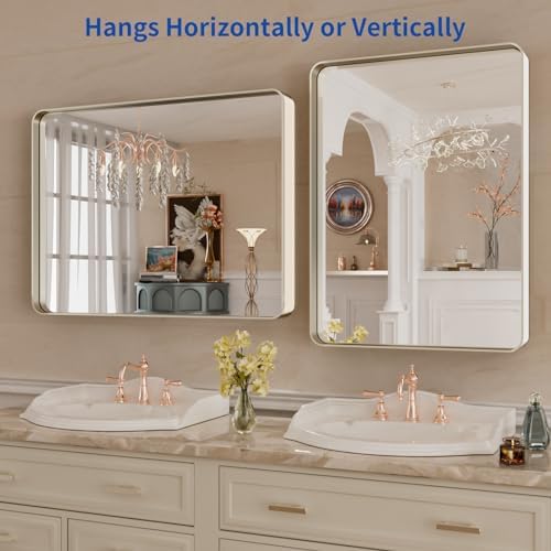 WEER Brushed Nickel Bathroom Vanity Mirror 22X30 Inch - Image 3