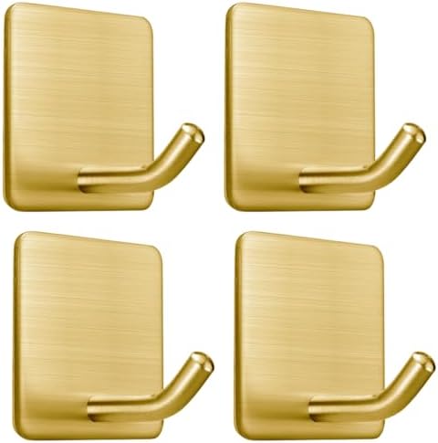 FOTYRIG Golden Stainless Steel Square Self Adhesive Hooks by FOTYRIG