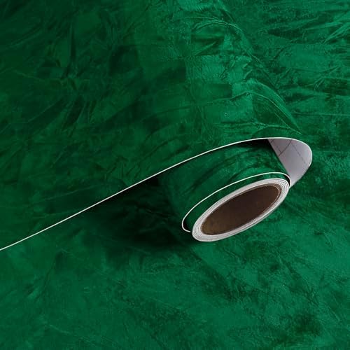 VaryPaper 15.7" x 78.7" Dark Green Crushed Velvet Drawer Liner Self Adhesive by VaryPaper