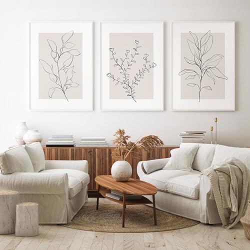 Neutral Botanical Prints Wall Art Decor Plant Minimalist Canvas Pictures - Image 3