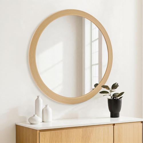 CULER Round Mirrors 36 Inch, Natural Vanity Wall Rustic Mirror - Image 4
