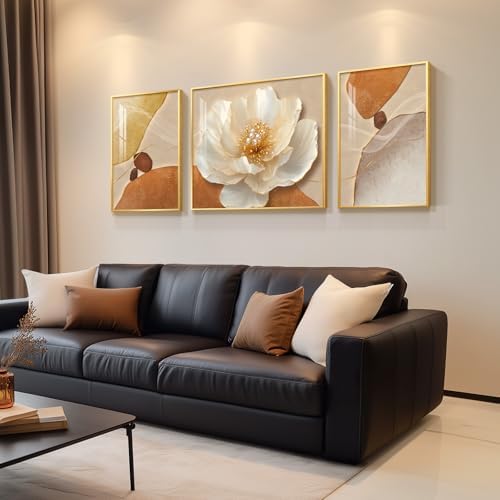 Extra Large Modern Elegant Gold Floral Wall Art - Image 2