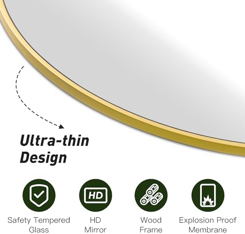 CULER Round Gold Bathroom 24 Inch Mirror, Circle Wall Modern Mirror - Image 4