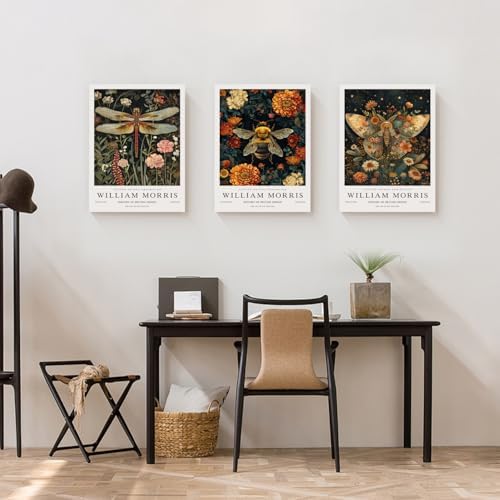 Hianan Wrapped Canvas Morris Dragonfly Floral Wall Art Set of 3, 16x24 in - Image 5