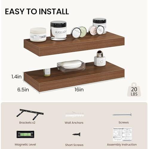 Vivelove 16 Inch Floating Shelves Wall Mounted - Image 3