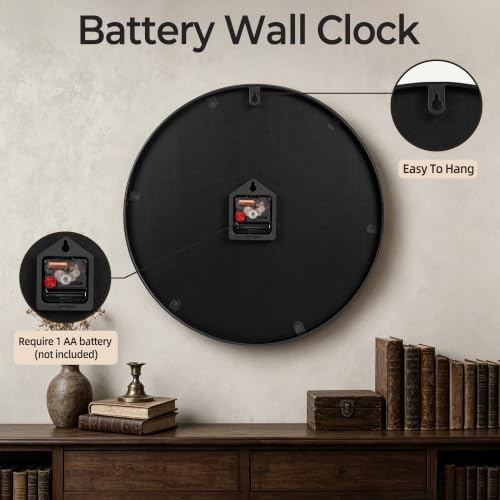 Wall Clock Farmhouse Vintage 20 Inch Silent Non-Ticking Battery Operated - Image 6