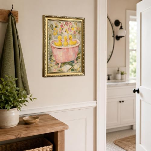 Gold Framed Vintage Duck Wall Art, Cute Duck Bathtub Print - Image 6