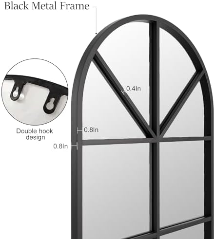 56×22" Arched Window Finished Full Length Mirror, Wall Mirror - Image 3