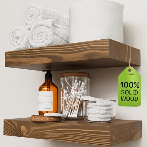 Solid Wood Floating Shelves for Wall 12 Inch Walnut, Small Wooden Shelf by BAOBABWORKSHOP