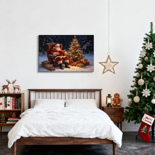 AVANT GARDE CANVAS Christmas Canvas Wall Art, Santa Claus Reading Book Poster - Image 4