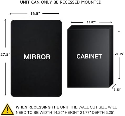 TEHOME Farmhouse Black Recessed Framed Bathroom Medicine Cabinet 16.5x27.5 - Image 2