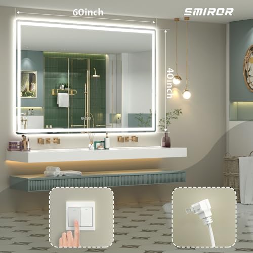 SMIROR 60x40 LED Lighted Bathroom Vanity Mirror - Image 2