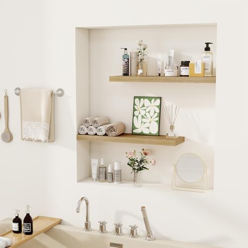 Fun Memories Floating Shelves for Wall, 22.5" Rustic Wood Deep Wall Mounted - Image 2