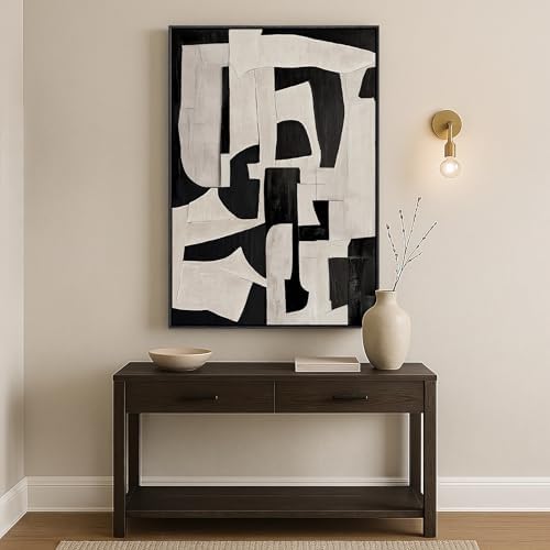 Framed Neutral Modern Black Beige Abstract Wall Art, 1 Piece 24x36 In - Image 4