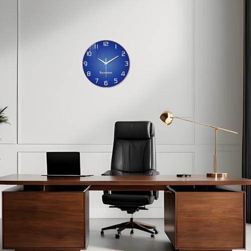 XNM Blue Simple Glass Wall Clocks Battery Operated 14 Inch - Image 4