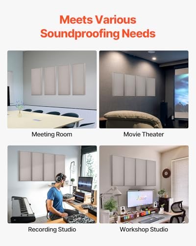 VEVOR 4 PCS Acoustic Panels, 2 inch Thick 23.6 x 11.8 inch Fiberglass Sound - Image 5