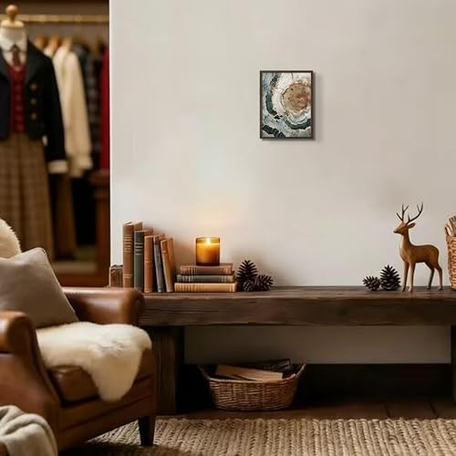 Abstract Nature Framed Wall Art, Modern Boho Tree Ring Canvas Prints - Image 2
