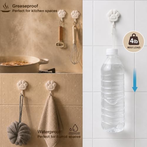 Cute Paw Adhesive Wall Hooks, No Damage, No Drill, Strong Hold - Image 6