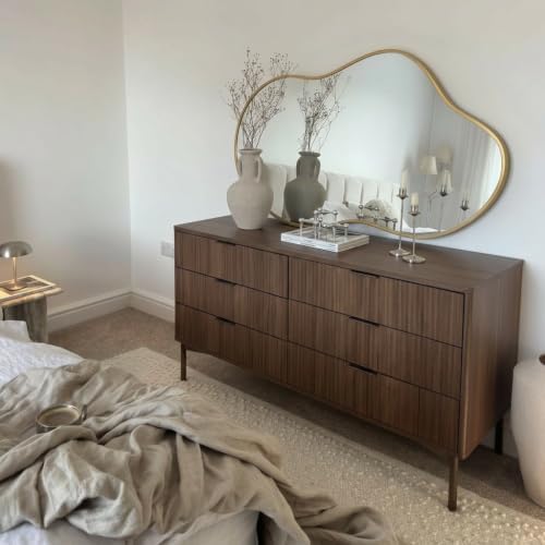 Irregular wall Mirror 26"x46" Gold Asymmetrical Mirror by POTIJO