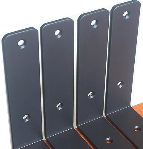 32 Pack - L 6" x H 6" x W1.5, 5mm Thick Black L Shelf Bracket, Iron Shelf - Image 3