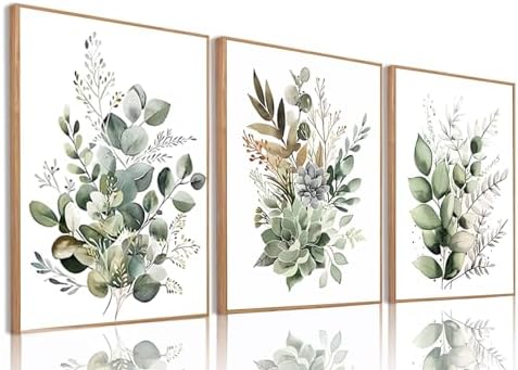 Sage Green Botanical Framed Wall Art Set of 3, 12x16 inch by Bwodke