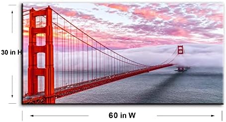 San Francisco Red Golden Gate Bridge At Dusk Canvas Wall Art - Image 3