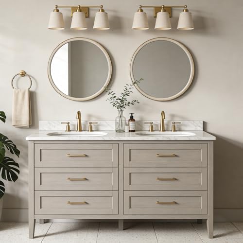 WallBeyond Round Mirror 28 Inch, Linen-Texture Circle Wall Mirror - Image 4