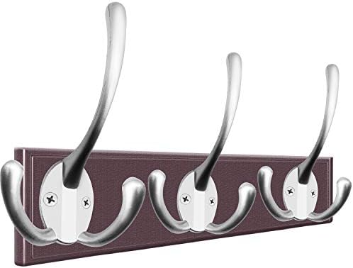 IBosins 6 Pack Matte Nickel Big Heavy Duty Three Prongs Coat Hooks - Image 3
