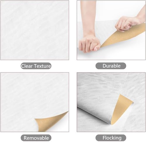 Yenhome 30"X118" White Velvet Wallpaper Peel and Stick Modern Subtly Textured - Image 6