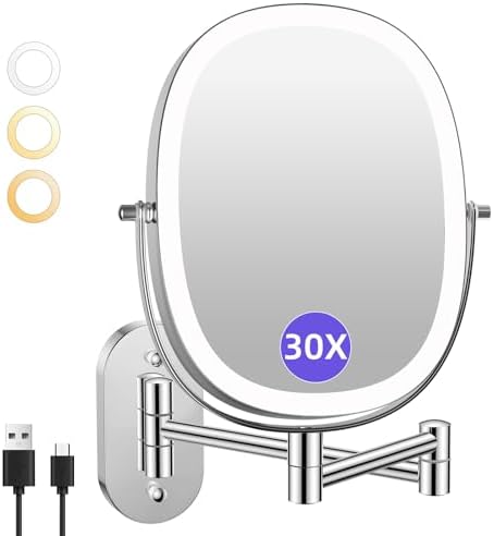 FUNTOUCH 5000mAh Rechargeable Wall Mounted Lighted Makeup Mirror by FUNTOUCH