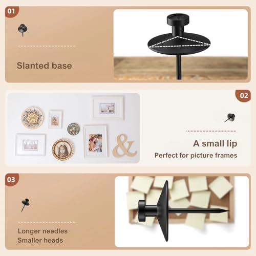 50pcs Black Thumb Tacks - Image 3