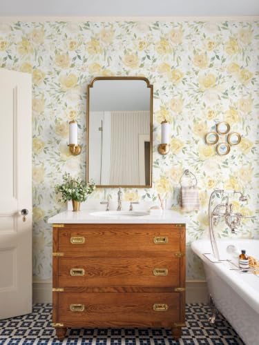 Ismoon Yellow Floral Peel Stick Wallpaper Boho Stick on Wallpaper - Image 3