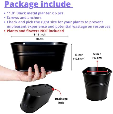 LaLaGreen Hanging Wall Planter Black Metal Plant Shelf - Image 2