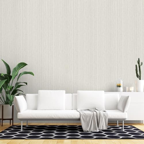 Beige Grasscloth Peel and Stick Wallpaper Fabric Wallpaper 15.7" x 196" Texture - Image 3